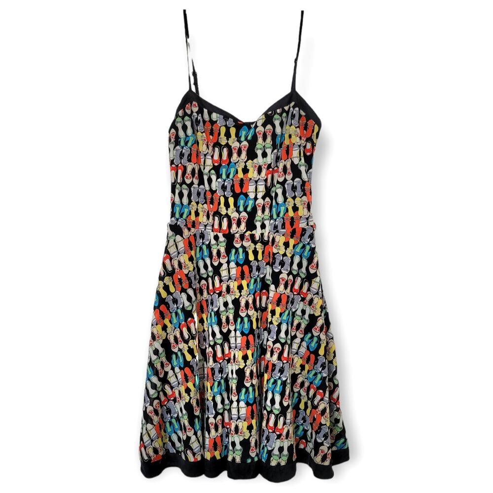 Vintage X:S Clothing Rainbow Heel Printed Sleeveless Midi Dress Size MEDIUM